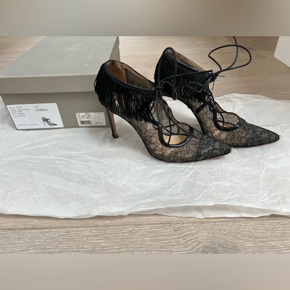 Bionda Castana Ambra Fringe Lace Up Heels